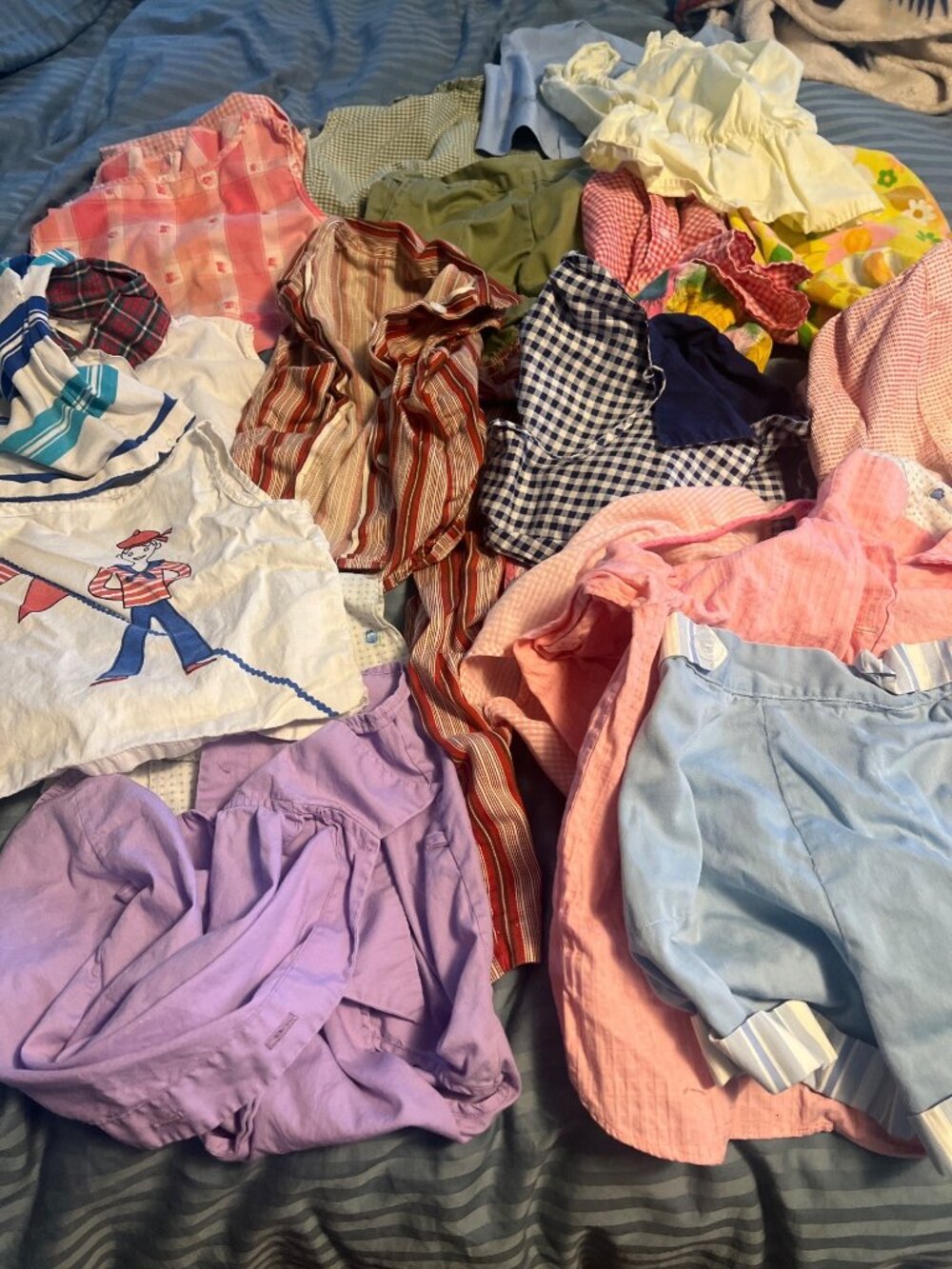 Vintage Childrens Clothing Lot - Mixed Patterns Colors & Styles   50s 60s  Girls